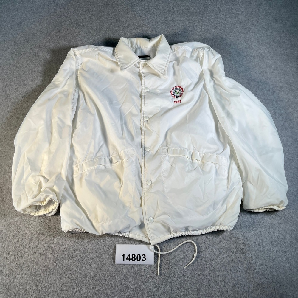 Vintage Pla-Jac Coaches Jacket Mens M White Excellent 1988 Hillcrest Golf USA